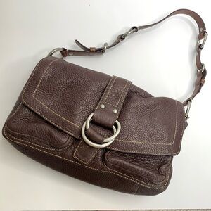 Vintage Y2K Coach‎ Chelsea Bag Flap Hobo Brown Pebbled Leather Snap Closure